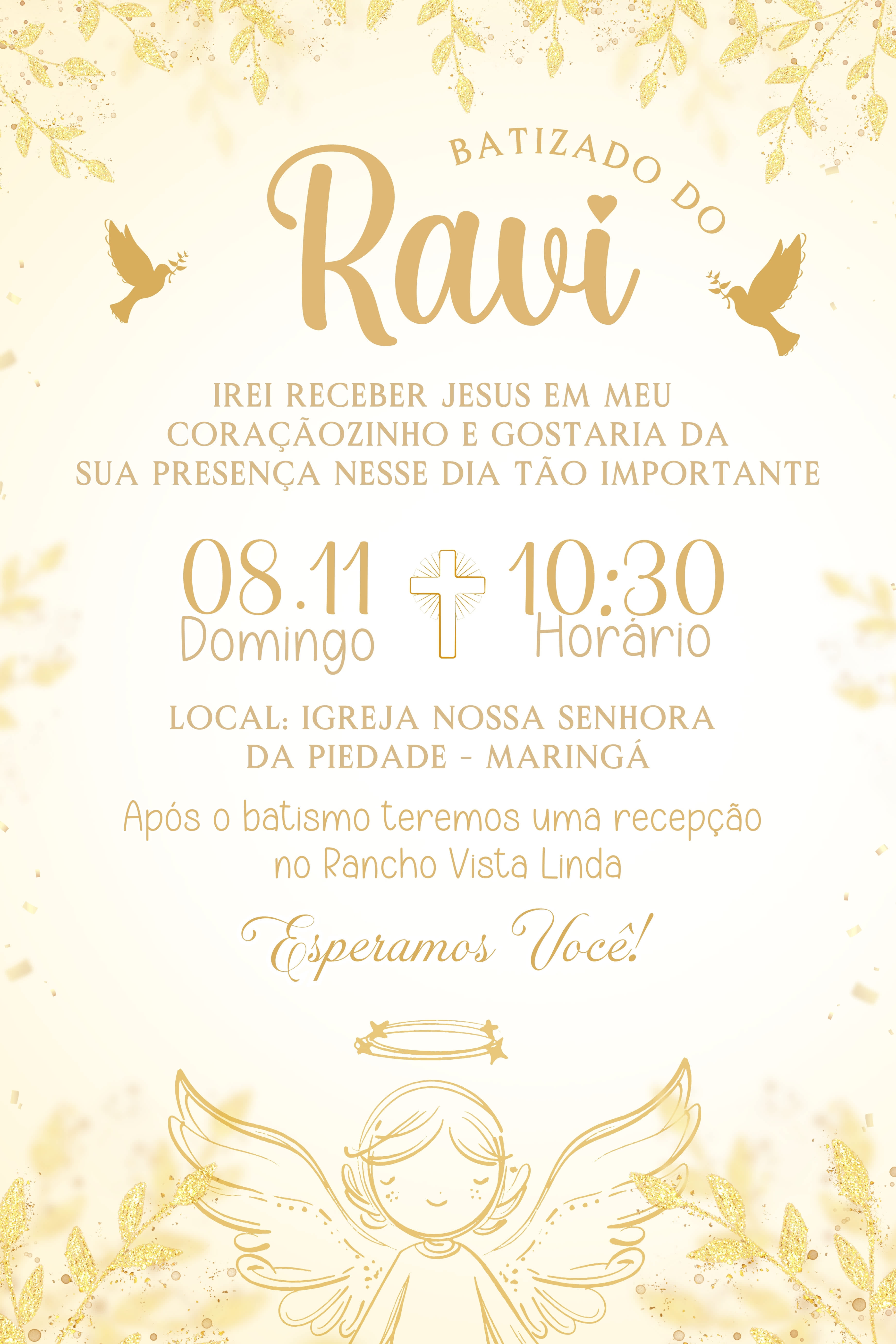 Convite Tradicional - Batizado Menino